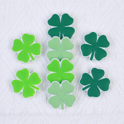20Pcs Silicone Focal Beads Four Leaf Clover Flat Leaf Shape 3
