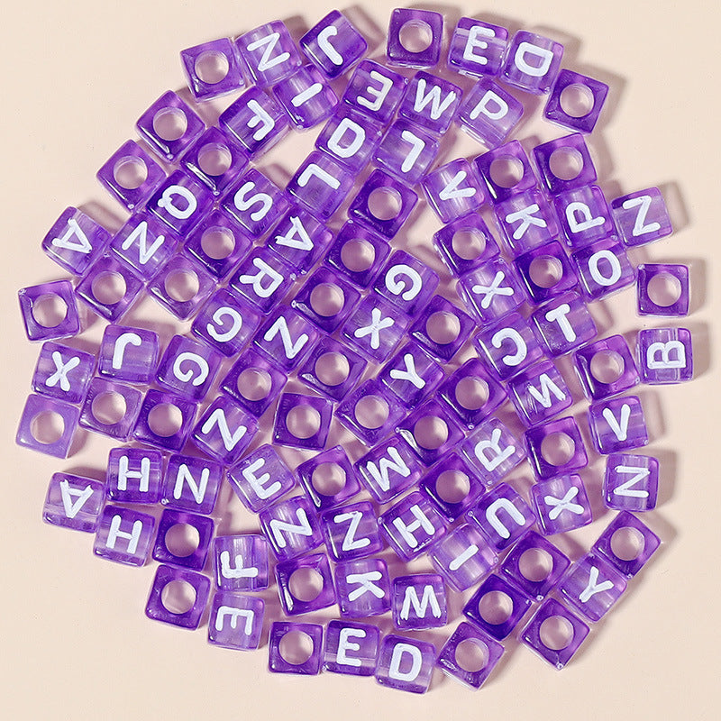 100pcs 6mm Square Acrylic Letters Beads Colorful DIY Accessories 18