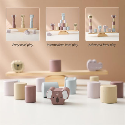 Wooden Animal Seesaw Building Blocks Educational Toy 3
