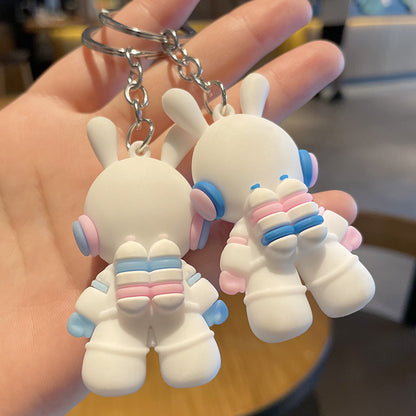 Cartoon Space Rabbit PVC Keychain Zinc Alloy Charm 4
