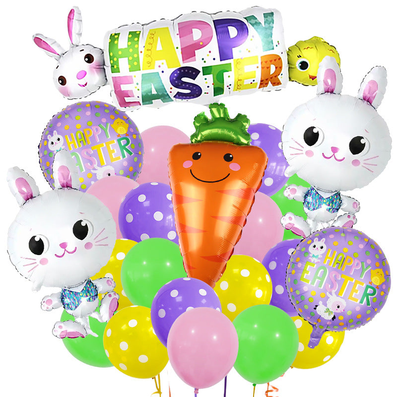 Easter Bunny Carrot Foil Balloon Set Party Decoration