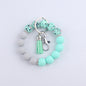 Leopard Print Tassel Silicone Bead Wristlet Keychain Charm 15