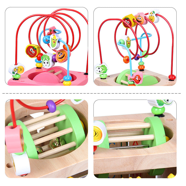 Wooden Four Sided Bead Maze Montessori Toys for Toddlers 2