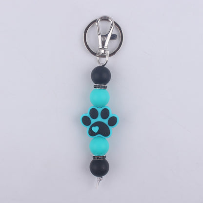 Cartoon Dog Claw Silicone Bead Keychain Charm with Lobster Clasp 12
