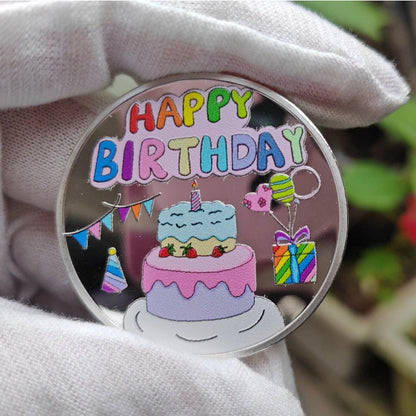 Birthday Cake Commemorative Coin Iron Collectible Gift 4cm 2