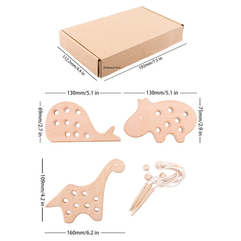 Wooden Threading Animal Toys Montessori Fine Motor Skills 9