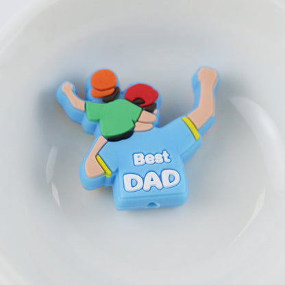 20pcs Silicone Focal Beads Best Dad Front Facing Design 2