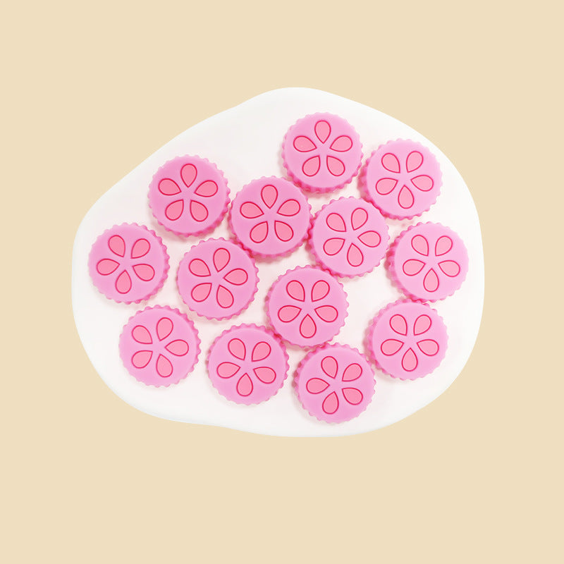 Silicone Focal Beads Petal Round Cookie Cutout Center 14
