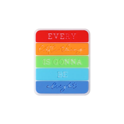 Silicone Focal Beads Inspirational Alphabet Heart Rainbow Design 7