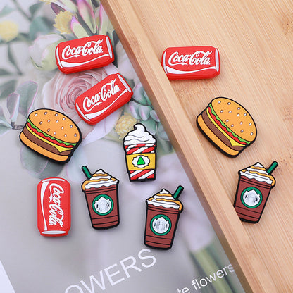 20pcs Silicone Focal Beads Hamburger Coke Fast Food Assortment 2
