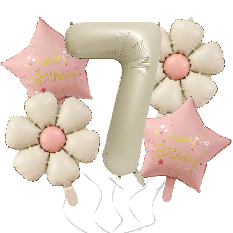 Milk White Bow Ties Bear Retro Daisy Foil Balloon Set 11
