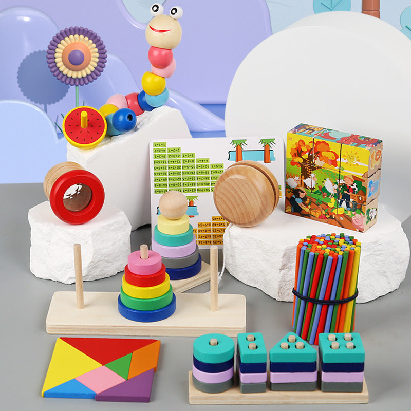 Wooden Montessori Toys Shape Sorting Stacking Educational Toy 2