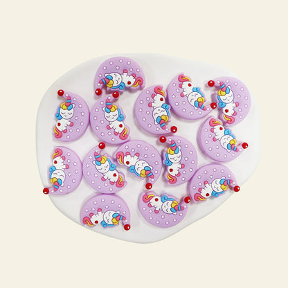 Silicone Focal Beads Unicorn Moon with Star Detail 12