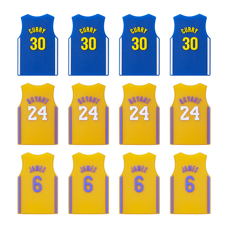 20Pcs Silicone Focal Beads Basketball Jersey Design Flat Shape