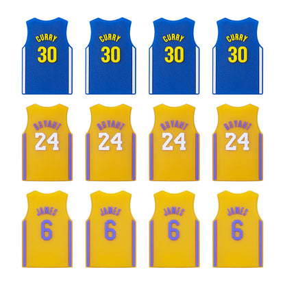 20Pcs Silicone Focal Beads Basketball Jersey Design Flat Shape