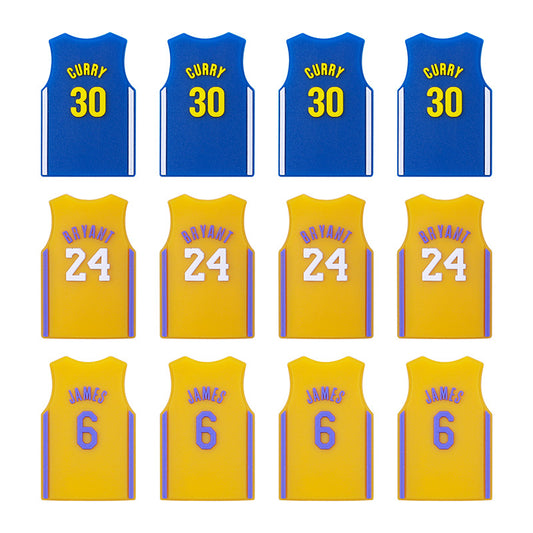 20Pcs Silicone Focal Beads Basketball Jersey Design Flat Shape