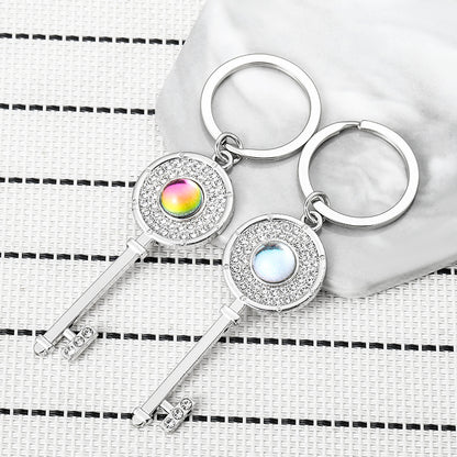 Diamond Inlaid Alloy Keychain Couple Key Charm Set