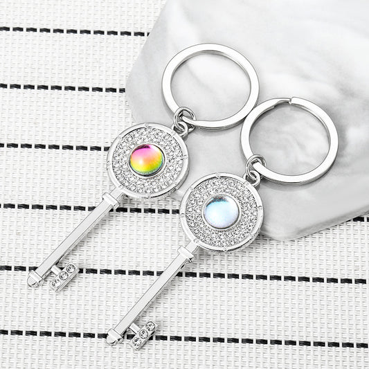 Diamond Inlaid Alloy Keychain Couple Key Charm Set