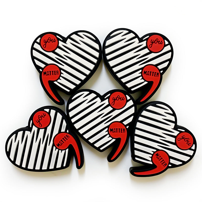 20Pcs Silicone Focal Beads Heart Comma Image Front Facing 4