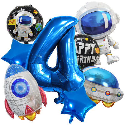 Spaceman Rocket Astronaut Foil Balloon Birthday Party Decoration Set 4