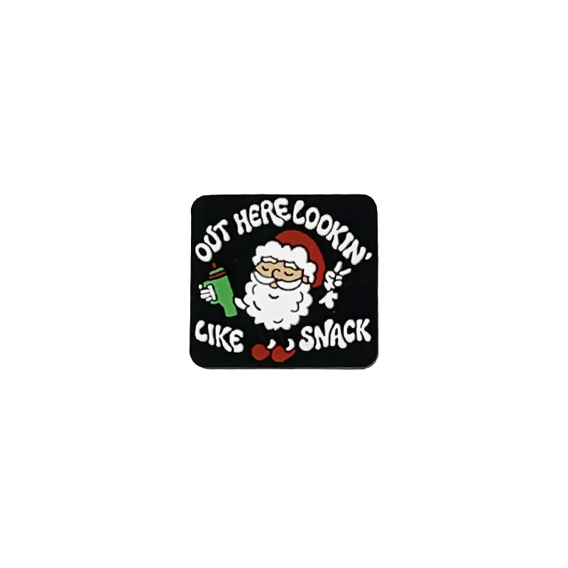 20Pcs Silicone 3D Focal Beads Christmas Blue Alien Character Large Ears Santa Theme 12