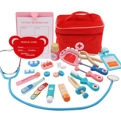 Wooden Doctor First Aid Kit Pretend Play Toy for Kids