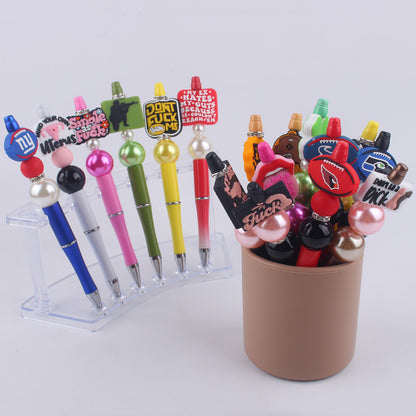 Cartoon Pattern Silicone Beaded Pens Ballpoint Pen DIY Craft Supplies 2