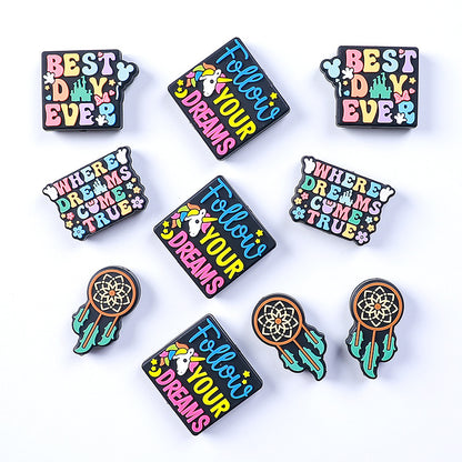 20Pcs Silicone Focal Beads Dream Catcher with Colorful Inspirational Texts 3