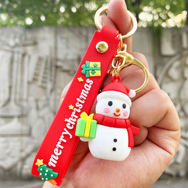 Cartoon Snowman PVC Keychain Christmas Holiday Charm 10