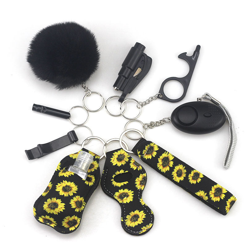 Outdoor Self Defense Alarm Whistle Pompom Keychain 10 Pack 33