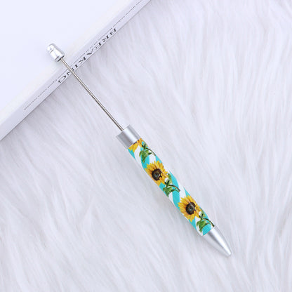 Long Printed Flag Sunflower Pattern Beadable Ballpoint Pens DIY Craft 12