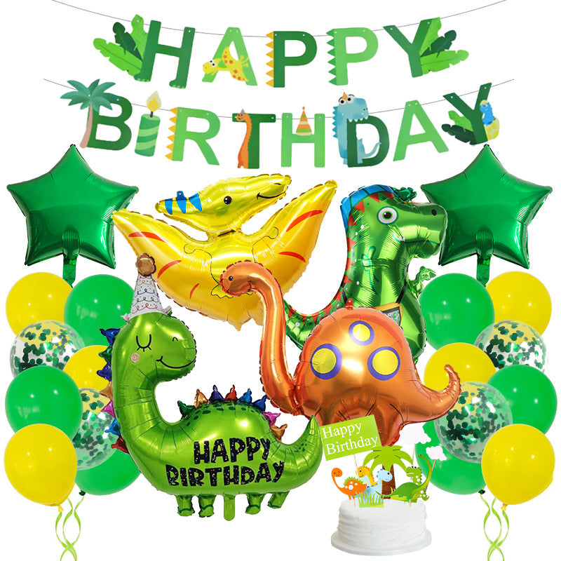 Cartoon Dinosaur Foil Balloon Set Children Birthday Party Decoration 4