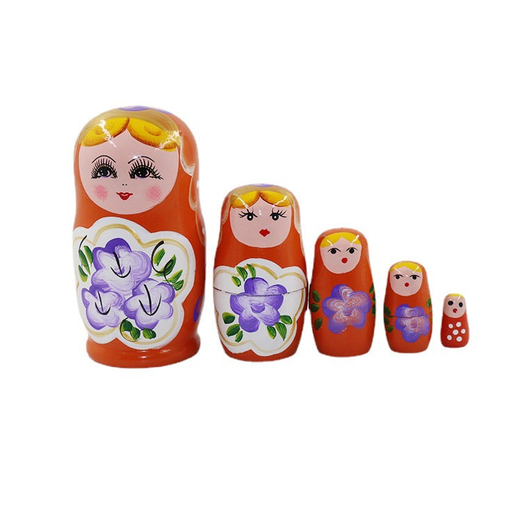 Wooden Russian Nesting Dolls Montessori Toy Set of 5 6
