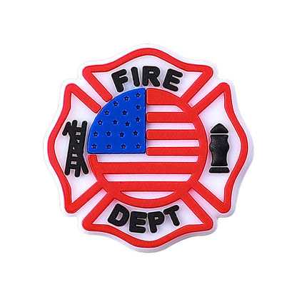 20pcs Silicone Focal Beads Fire Dept Police Star Badge Design 7