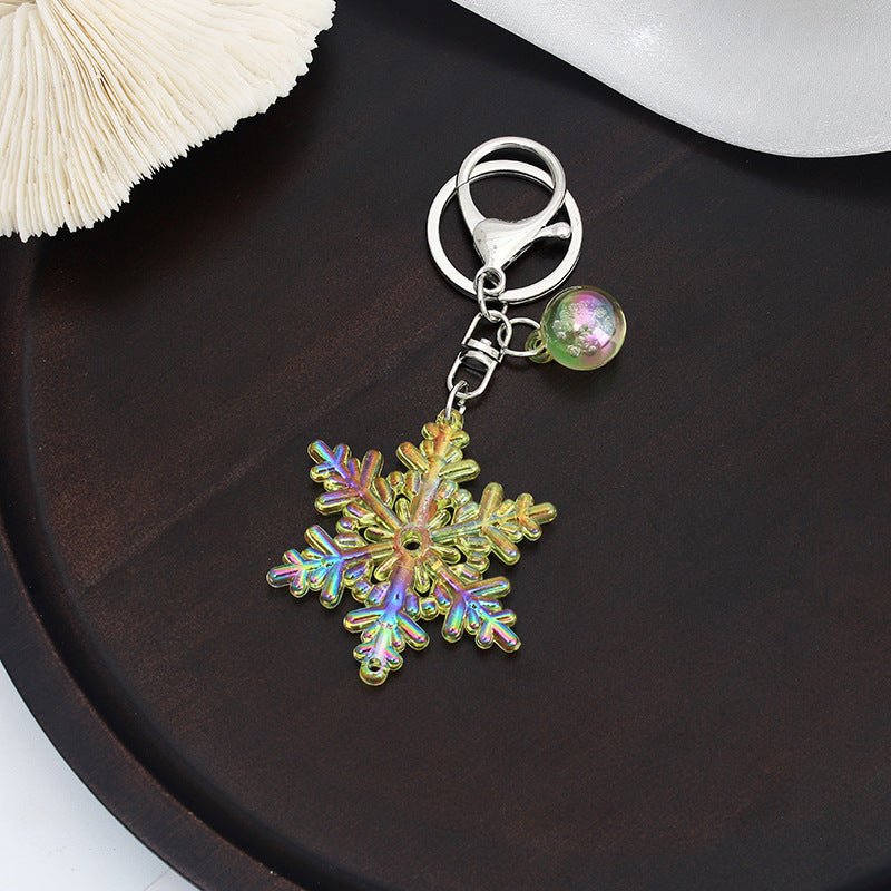 Creative Snowflake Acrylic Keychain Iridescent Charm 8