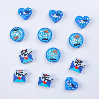 20pcs Silicone Focal Beads Father Day Envelope Letter and Hat Design 3
