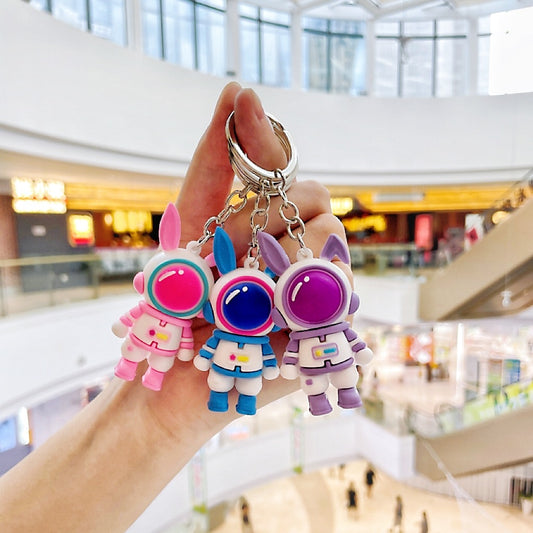 Rabbit Astronaut Silicone Bead Keychain Space Rabbit Charm