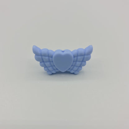 20pcs Silicone Focal Beads Wing Shape with Heart Center 42