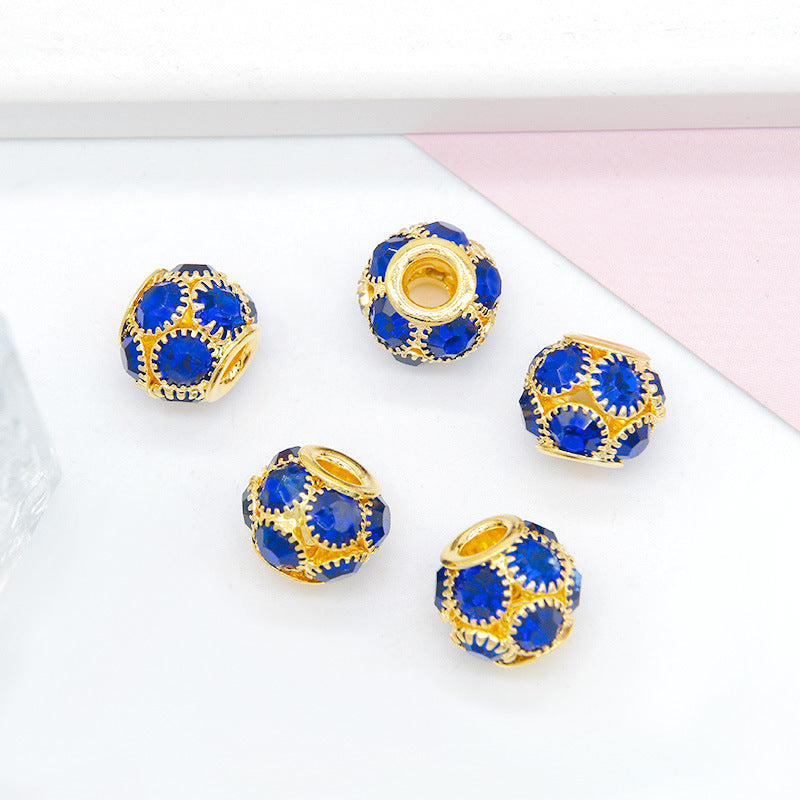 50pcs 8mm Metal Hollow Rhinestone Spacer Beads Silver and Gold 23