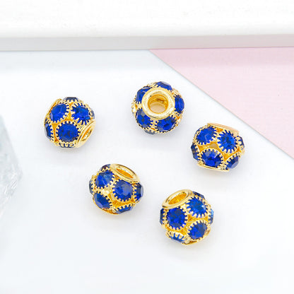50pcs 8mm Metal Hollow Rhinestone Spacer Beads Silver and Gold 23