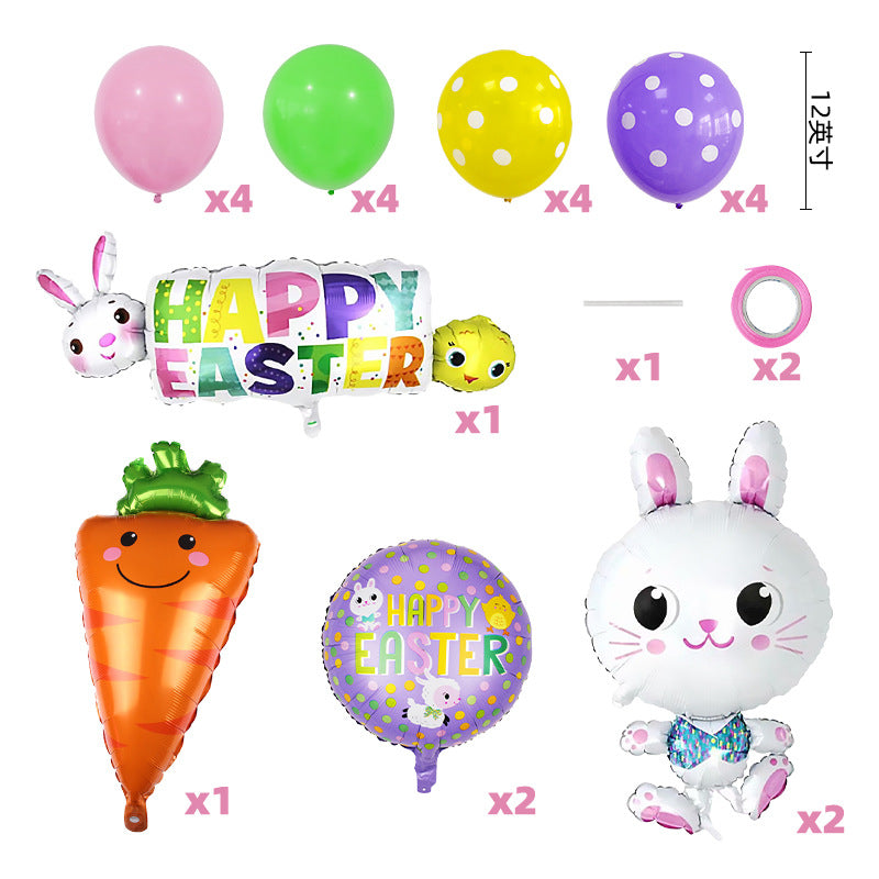Easter Bunny Carrot Foil Balloon Set Party Decoration 2