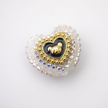 10pcs Heart Bear Rhinestone Acrylic Focal Beads 27.5x24.6mm 12
