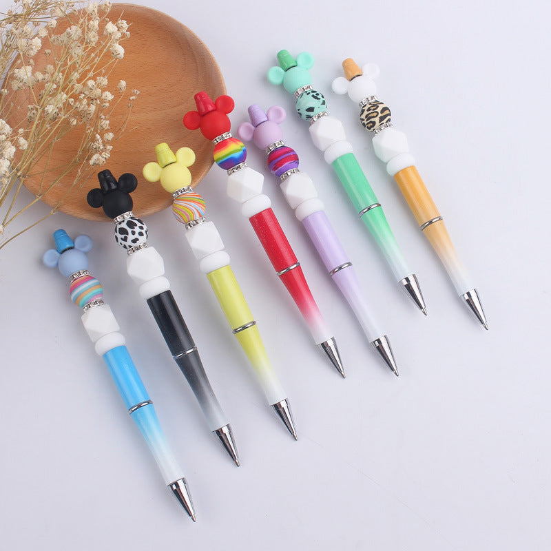 Cartoon Animals Silicone Beaded Pens Ballpoint Handmade Novelty Gift