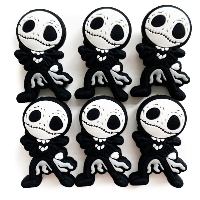 20pcs Silicone Focal Beads Monster Skeleton Character Side Profile