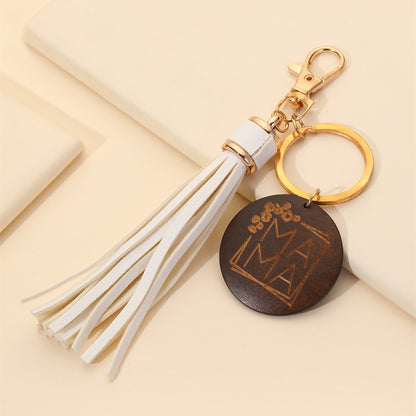 Western Wooden Mama Tassel Keychain Metal Accessory 5