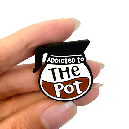 20Pcs Silicone Focal Beads Coffee Pot with Addicted to The Pot Text 5