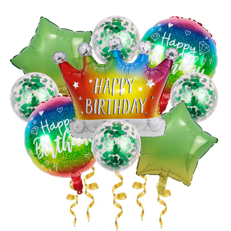 Birthday Crown Foil Balloon Set Party Decoration 9pcs 11