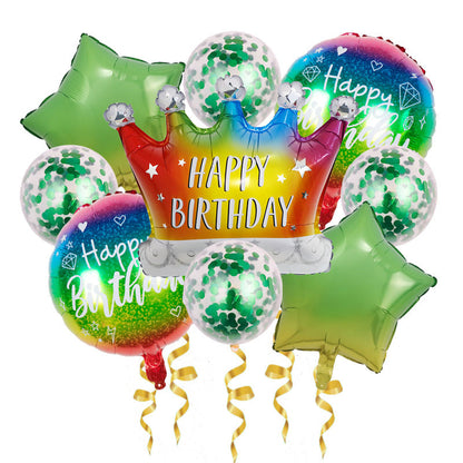Birthday Crown Foil Balloon Set Party Decoration 9pcs 11