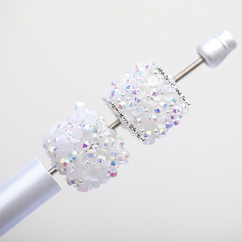 10pcs 18mm Square Cube Pearl Rhinestone Focal Beads for Pens 6