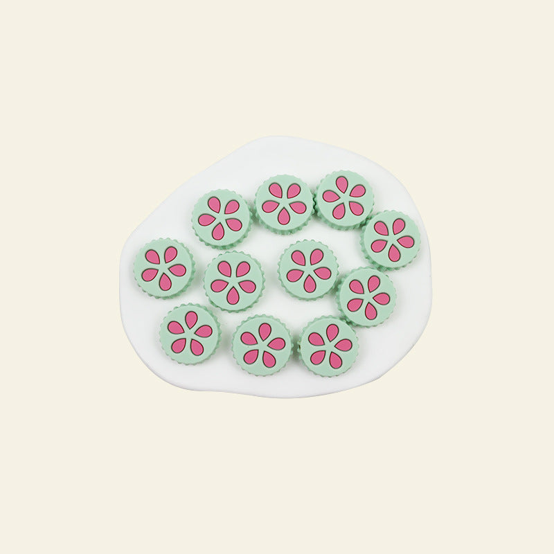 Silicone Focal Beads Petal Round Cookie Cutout Center 6